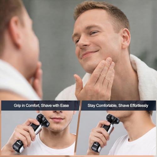 2-Pack Electric Rotary Shavers for Men 3D Floating Head Rotary Razor USB-C Rechargeable Easy Clean Magnetic Head Ideal Gift for Dad Husband Travel Razor for Men