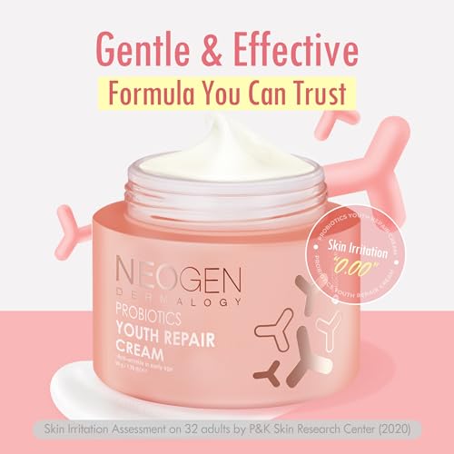 [K-Beauty] Neogen Dermalogy Probiotics Youth Repair Skin Cream Face Lotion w/Superprobiotics, Collagen & 11 Peptides Skin Repair Cream 1.76 oz