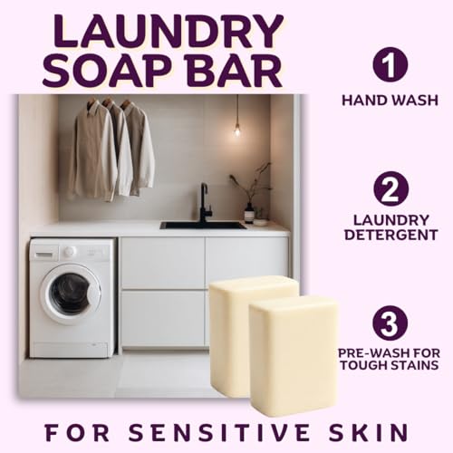Laundry Soap Bar with Organic Lavender for Sensitive Skin - 2Pcs