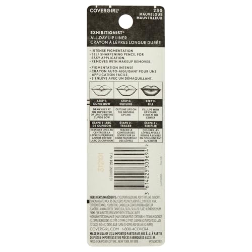 COVERGIRL Exhibitionist Lip Liner, Mauvelous 230, 0.012 Ounce (Pack of 2)