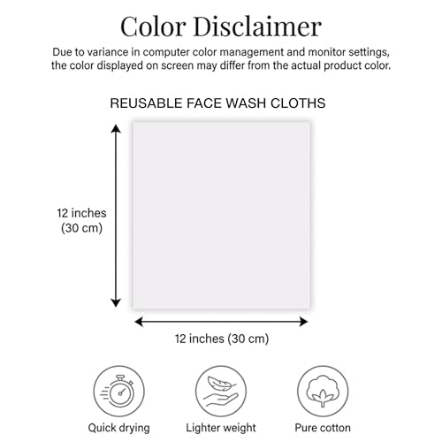 RIVERSIDE 12 Pack Premium 100% Cotton Face Wash Cloths, 12 x 12 Inches, Soft & Absorbent Face Towels for Bathroom Wash Clothes, 550 GSM, Luxury WashCloths for Showering, Body, Spa & Gym, Black