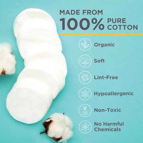 Organic Cotton Rounds Compatible with Makeup Products, Eye Makeup Remover Pads and Baby Wipes, Small, 600 Count - Noleo