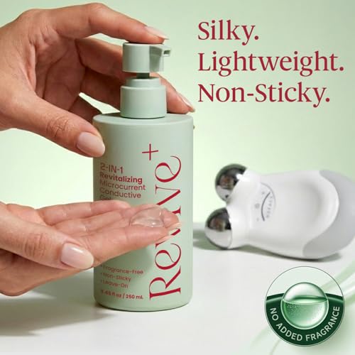 2-in-1 Microcurrent Conductive Gel with Hyaluronic Acid ? 8.45 oz Anti-Aging Hydrating Serum & Facial Toning Activator for Beauty Devices ? Silky Non-Sticky Glide, Fragrance-Free Leave-On Skincare