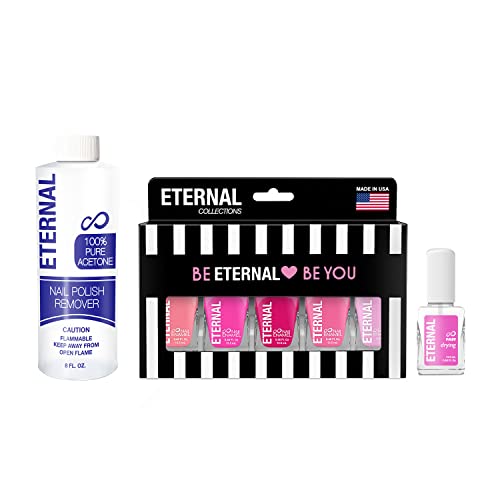 Eternal Nail Polish set (So Pink), 100% pure acetone, and Fast drying top coat.