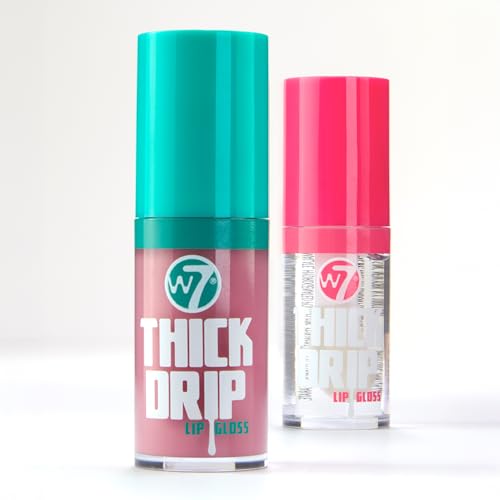 W7 Juicy Lips! Thick Drip Lip Gloss Duo Set - Too Close & In The Clear - Hydrating Glossy Lip Glosses