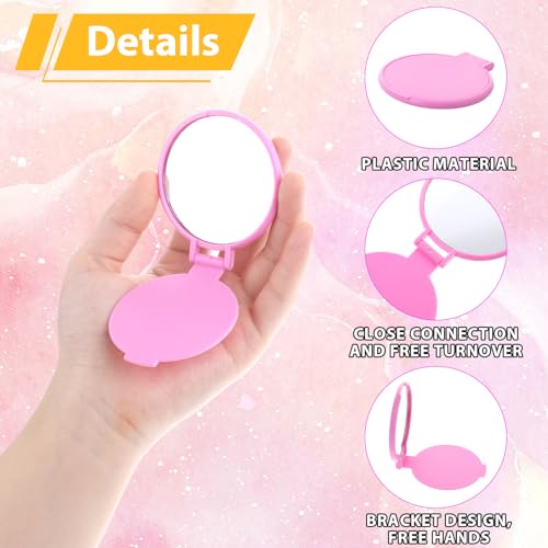 DIVINA VITAE 36Pcs Mini Pink Compact Mirror Bulk for Purses, Round Folding Small Pocket Mirrors,Portable Makeup Mirror for Women Girls Homeless Travel Daily Use(Pink, 2.8x2.36in)