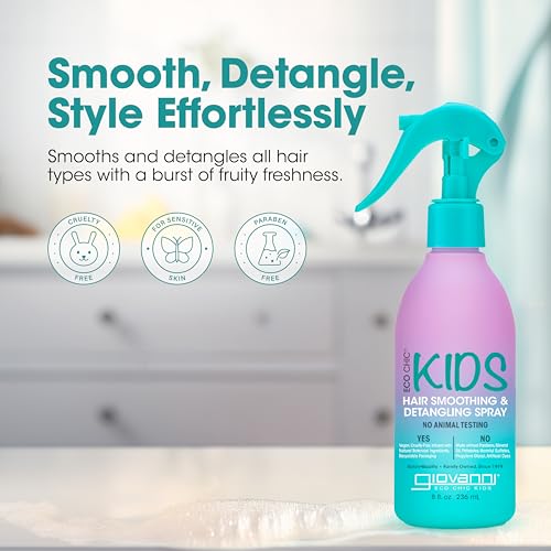 Eco Chic KIDs Hair Smoothing & Detangling - Kids Detangler for Tangles & Knots, Salon-Quality, Natural Botanical Ingredients, Vegan, Gentle on Hair - 8 Fl Oz
