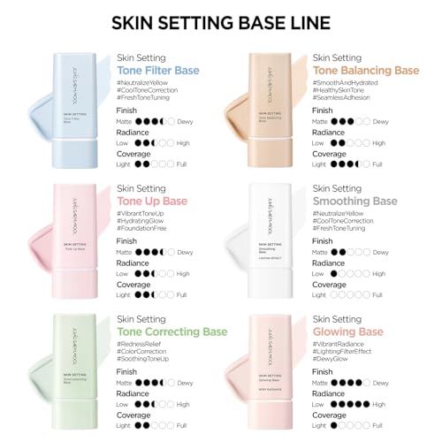 JUNG SAEM MOOL Skin Setting Tone Up Base 1.35 Fl Oz, Pink Luminizing Makeup Primer, Hydrating K-Beauty Base for Radiant Glow & Smooth Skin, Camu Camu for Vibrant Complexion, Longlasting, Korean Makeup