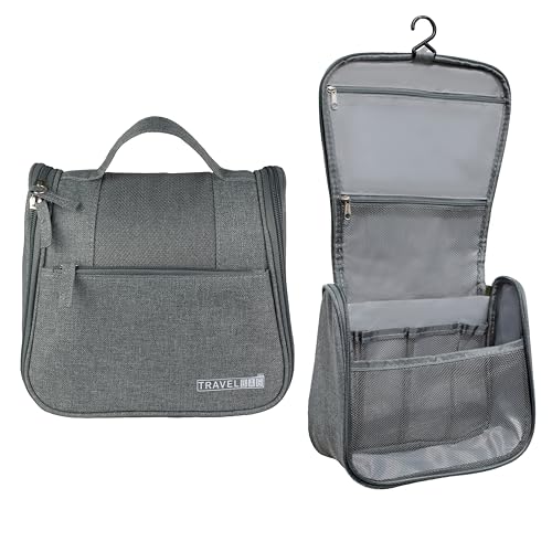 Travel Toiletry Bag, Cosmetic Makeup Organizer for Women and Men Travel Cosmetic Bag Bathroom Storage Bag, Mens Bathroom Bag Accessories (Grey), TBGREY01