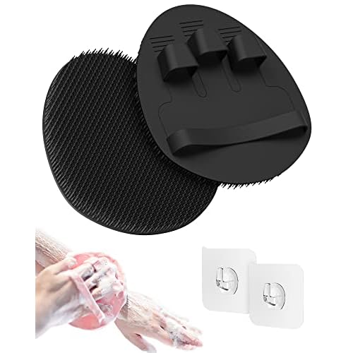 Manmihealth Soft Silicone Shower Brush, Super-Lathering and Deep-Cleaning Body & Face Scrubber, Gentle Exfoliating Bath Glove for All Skin Types(Black*2)
