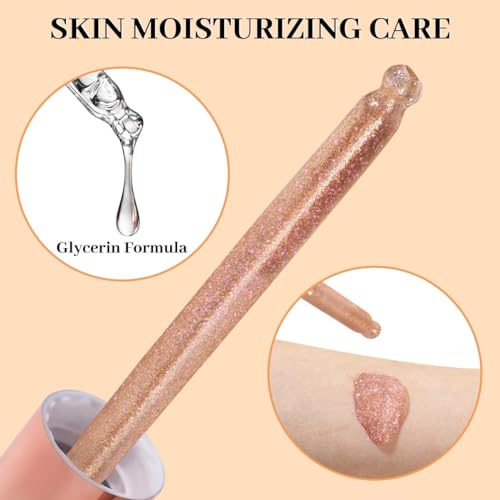 UCANBE 3 Pcs Face Body Glitter Liquid Highlighter Illuminator Dewy Drops with Makeup Brush, Makeup Sparkle Shine Luminizer Enhancer Body Shimmer Tint 50ml/1.69oz x 3 (3Pcs, Standard)