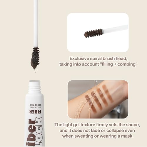 Fiber Lock Brow Mascara ? Medium Brown Tinted Fiber Brow Gel Mascara for Fuller Natural Brows ? Volumizing (01 MEDIUM BROWN, 0.23 oz / 6 g(PACK OF 1))