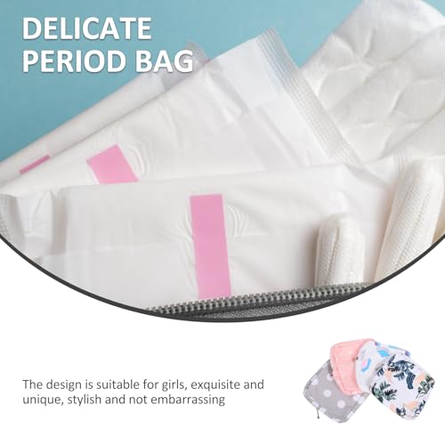 Amosfun 20Pcs Portable Sanitary Napkin Storage Bags for Teen Girls Mini Zipper Makeup Cosmetic Pouch Lightweight Polyester Pad Organizer for Travel and Daily Use