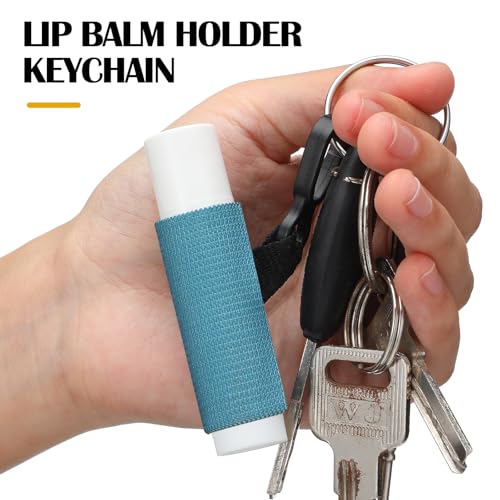 Sureio 10 Pack Lip Balm Holder Keychain Compact Clip On lipstick Lip Gloss Holder Keychain Elastic lipstick Sleeve Clip(Earth Tones)