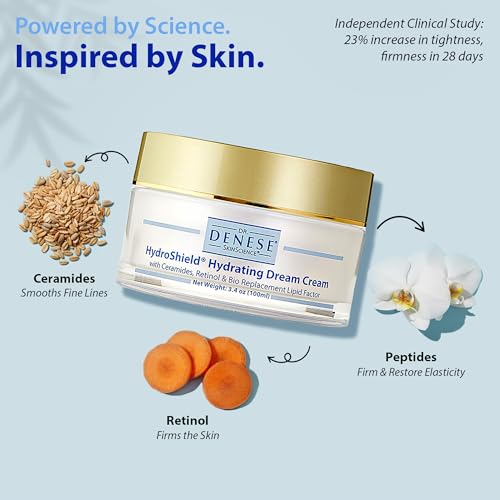 Dr. Denese HydroShield Dream Cream 3.4 oz ? Advanced Moisturizer with Retinol, Peptides and Ceramides for Smooth Radiant Skin, Improved Elasticity and Deep Hydration ? Doctor Developed, Cruelty Free