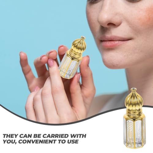 3Pcs Vintage Arabic Perfume Bottle 3ml Crystal Empty Bottles Essential Oil Vials Container for Cosmetic Skincare Liquid