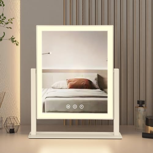 Lyeasw Makeup Vanity Mirror with Lights, Lighted Hollywood White Makeup Mirror with 3 Color Lighting Modes, Smart Touch Control, 360¡ÆRotation
