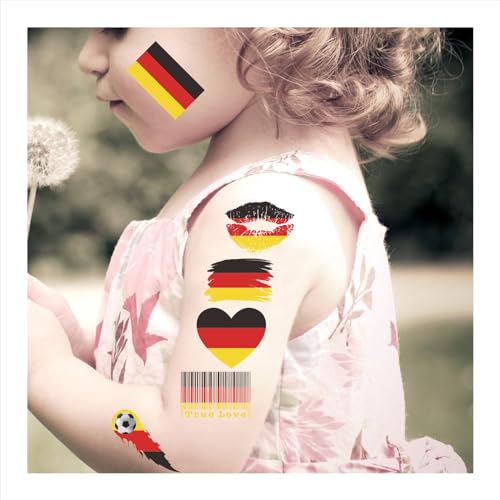 40 Pcs Individual Temporary Meme Germany Flag Tattoos for Kids Fans Face Tattoo Stickers for Adults Group Activity Props