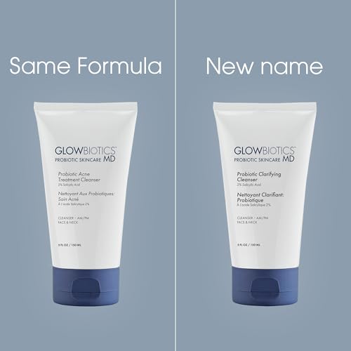 Glowbiotics Probiotic Clarifying Cleanser - 2% Salicylic Acid (BHA) & Peptides - 5 oz - Gentle Foaming Face Wash