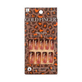 KISS Goldfinger Gel Glam Press on Nail Dark Brown Glitter French Full Cover Luxurious Design, Square Shape, Medium Length, Mini Glue Included GF64