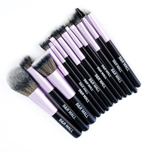 B&R MALL Makeup Brush Set with LED Mirror ? Supper soft Brushes for Flawless Foundation, Concealer, Eyeshadow & More | Lightweight, Versatile, Perfect for On-the-Go Touch-Ups (Purple Black)