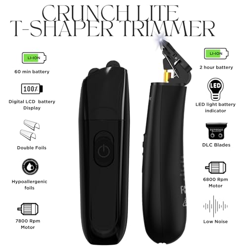 Supreme Trimmer 2-in-1 DLC T-Shaper Beard & Hair Trimmer + Crunch Lite Foil Shaver | Barber-Grade Precision & Travel Kit | Cordless Beard Grooming Set