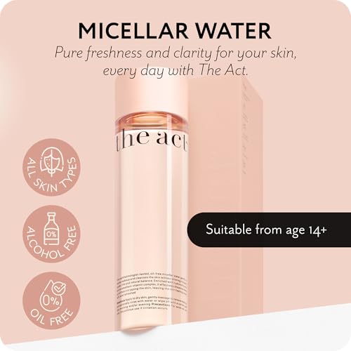 The Act Micellar Water Makeup Remover ? Gentle Cleansing for Face & Eyes ? Hydrating, Alcohol-Free, Non-Comedogenic, Organic, Sensitive Skin, Waterproof Makeup Remover, Vegan, 8.45 fl oz