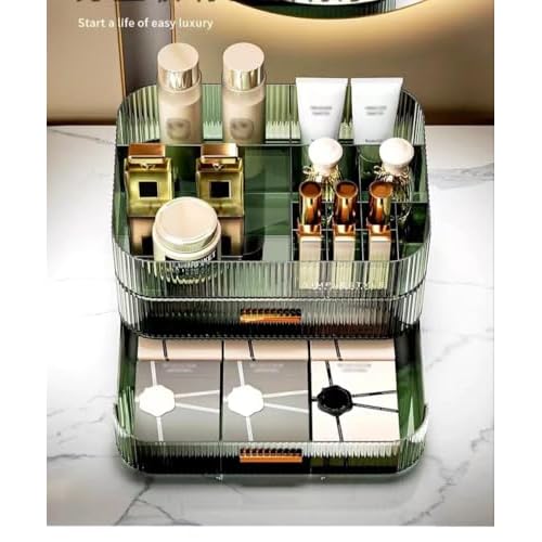 MIUOPUR Makeup Organizer with Stackable Drawers, Bathroom Vanity Organizers and Storage, Ideal for Desk and Dresser Countertops, Great for Cosmetics, skincare, Lipsticks, Nail Care -Green