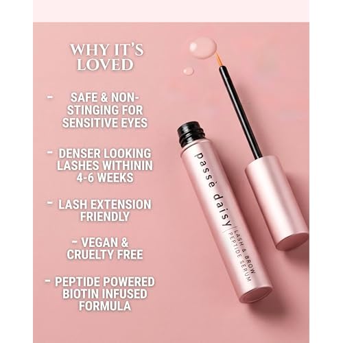 Eyelash Growth Support Serum, Promotes Fuller & Longer Lashes, Korean Skincare Driven Multi Peptide Infused Formula, Includes Biotin, Vitamins, Fragrance Free, Advanced Nourishment
