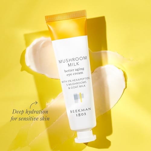 Beekman 1802 Mushroom Goat Milk Eye Cream - Clinically Proven Anti-Aging Eye Treatment for Under-Eye Circles & Fine Lines - With Hexapeptide and Snow Mushrooms - Fragrance-Free, Cruelty-Free