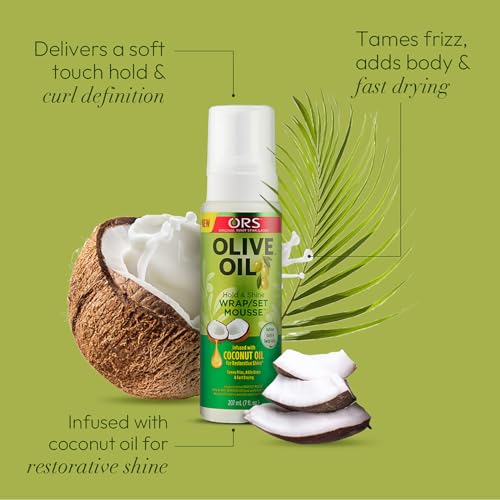 ORS Olive Oil Hold & Shine Wrap Set Mousse - Style & Sculpt Perfect Blend Wax Stick Styler Olive Oil Edge Control Hair Gel - Bundle