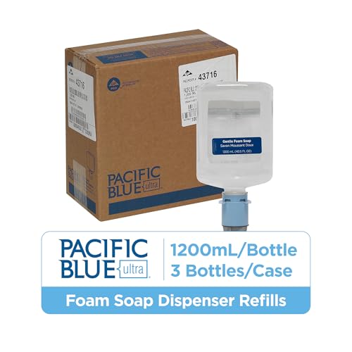 Pacific Blue Ultra Gentle Foam Hand Soap Refill (43716), Compatible Only With Pacific Blue Ultra Automated Touchless Dispenser, Dye and Fragrance Free, 40.5 FL OZ Per Refill, 3 Refills Per Case