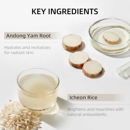 DEEOM Real Yam Brightening Cleanser, Gentle Foaming Face Wash for Sensitive Skin with Rice Water, Hydrating & Deep Pore Cleansing, Korean Skincare, 6.76 oz
