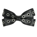 L. Erickson Vanessa Hair Bow Barrette For Women, Double Black Hair Bow With Silver Grommets And French Style Clasp For Most Hair Types