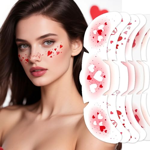 Valentine¡¯s Day Temporary Tattoos ? Red Heart Freckle Stickers, Love Angel & Sexy Lips Fake Tattoos for Women & Girls, Romantic Party Face & Body Decals (5 Sheets)