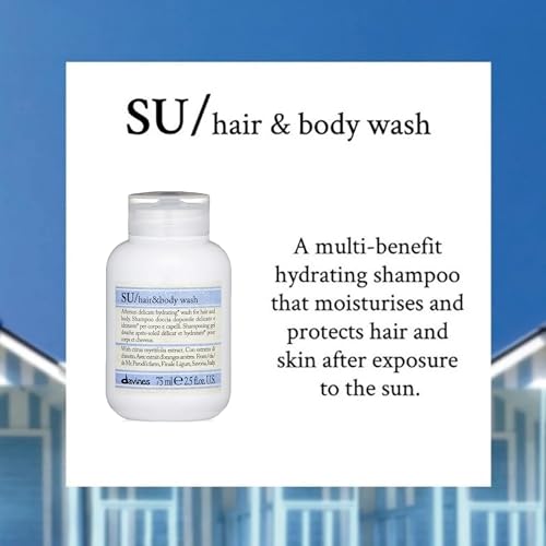 Davines SU Hair & Body Wash, Gentle Cleansing For Sun Exposed Hair And Skin, Full-Bodied Multi-Benefit Shower Foam, Moisturize And Hydrate