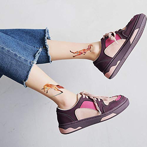 6 Sheets Small Cute Kids Women Wrist Hand Neck Orange Cartoon Flower Fox Temporary Tattoo Stickers for Grils Boys
