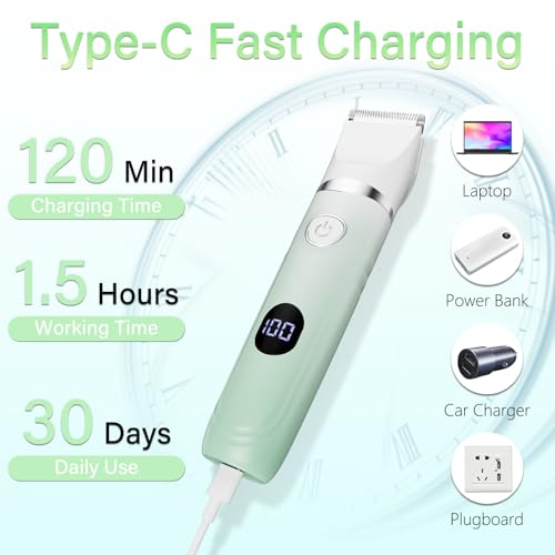 Bikini Trimmer for Women, 3-in-1 Electric Razors for Silk Skin, Wet/Dry Body Hair Shaver for Face Nose Eyebrow Arms Armpit Legs Pubic Area, Painless, IPX7 Waterproof, Ceramic Blade