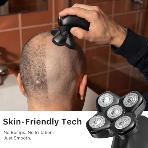 C2 Electric Head Shaver for Bald Men Kit, Electric Razor with Smart Cleaning &Charging Station [Gentle on Sensitive Scalp] Magnetic Head, IPX7 Waterproof, USB-C, LED Display, Men's Ideal Gift