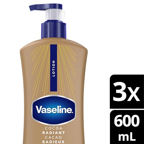 Vaseline Intensive Care Body Lotion Cocoa Radiant 3 count for Dry Skin Lotion Made with Ultra-Hydrating Lipids and Pure Cocoa Butter for a Long-Lasting, Radiant Glow 20.3 Oz