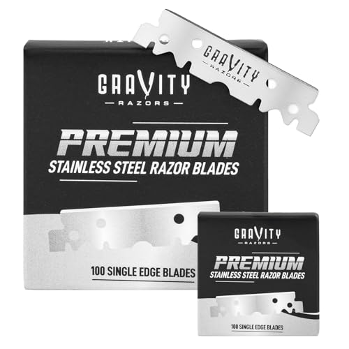 Premium Single Edge Razor Blades - Swedish Steel Razor Blades for Safety Razors and Straight Edge Razors, by GRAVITY RAZORS (100 Count, 2-Pack)