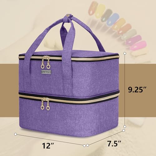 BAFASO Nail Polish Storage Holds 40 Bottles (15ml - 0.5 fl.oz) and a Nail Lamp, Nail Polish Carrying Case with Manicure Tools Sections (BAG ONLY), Purple