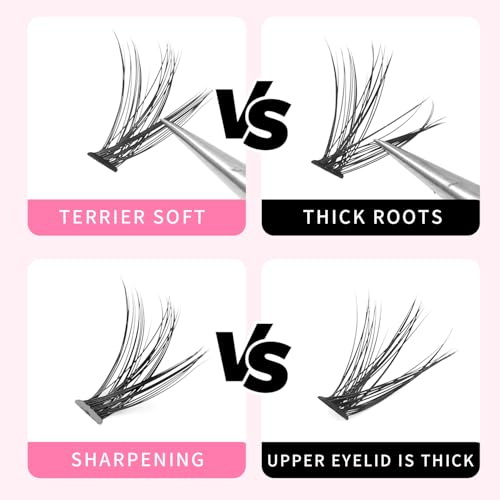 Bodermincer 20 Root Thickness 0.07mm C Curl 3D Individual Eyelashes Extension Soft Black Fake False Eye Lashes Tools (8mm)