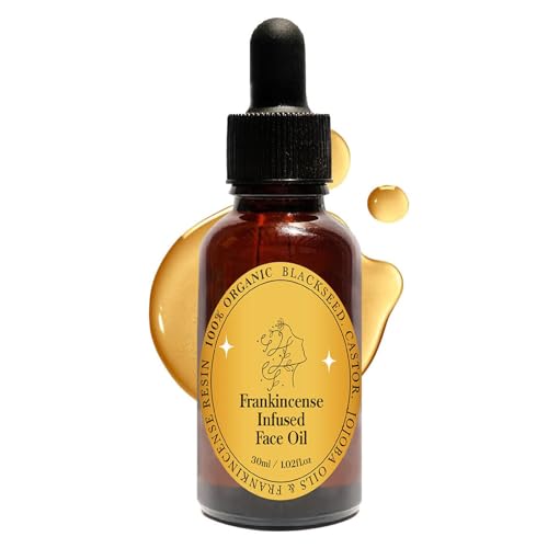 Frankincense Resin Oil for Face, Frankincense Oil for Skin, Frankincense Resin Infused Organic Black Seed, Castor & Jojoba Oil for Face, Facial Moisturizing Anti-Aging Serum (1PC, 1)