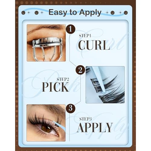 Pre-Glued Lash Clusters Self Adhesive Lashes Cat Eye Fluffy Eyelash Clusters Pre-Mapped Fairy Individual Lashes CC-Curly Wispy Cluster Eyelash Extensions Anime Spiky Cluster Lashes Press on Lashes