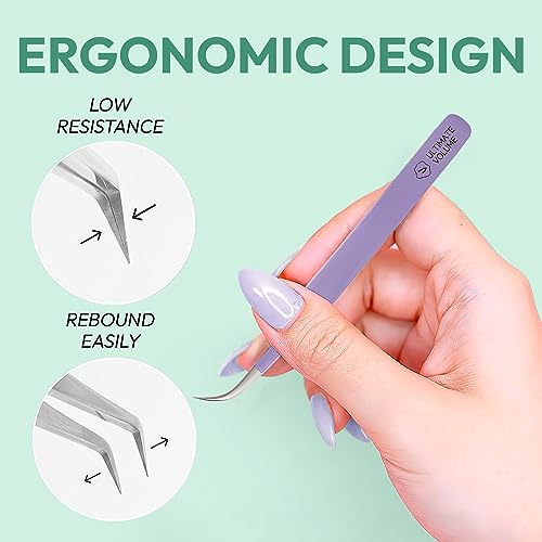 Eyesy Lash Ultimate Volume Lash Tweezer | Professional Volume False Lash Application Tool | Multi Shapes & Purposes Tweezers | Non-Slip Grip Tweezers (Black)