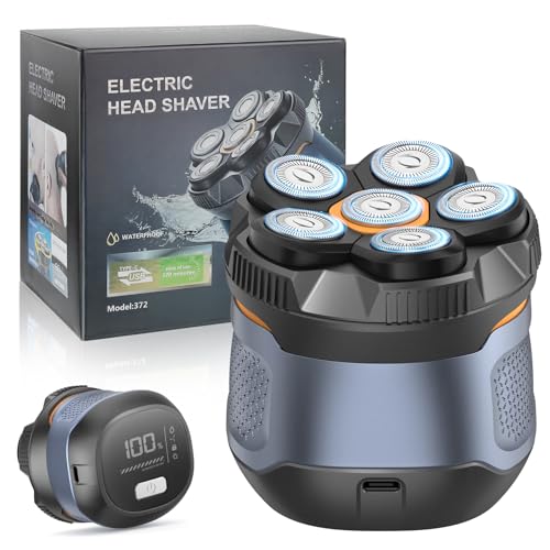 6D Electric Head Shaver for Men, Magnetic Wet & Dry Razor Electric Razor Hair Trimmer, IPX6 Waterproof, LED Display, Rechargeable Cordless Grooming Kit