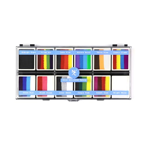 Narrative Cosmetics Colorwave 12-Color Palette - Water-Activated Makeup for Face & Body - Ideal for SFX, Parties, Cosplay, and Theater