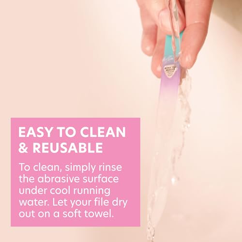 BONA FIDE BEAUTY Czech Glass Nail File with Case and Ergonomic Glass Nail Files for Natural Nails in Pastel Green and Violet Bundle