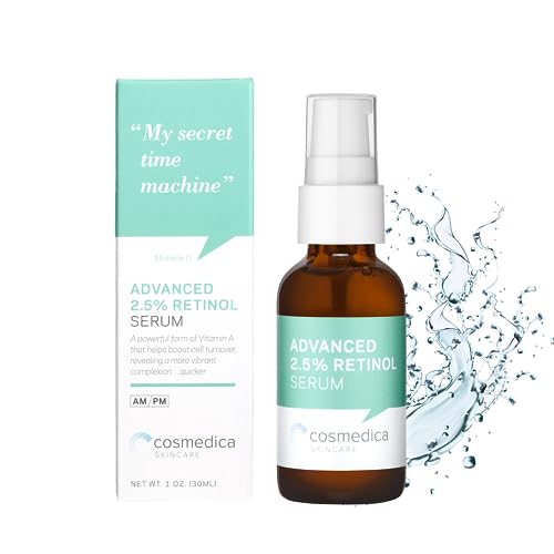Cosmedica Skincare's Advanced 2.5% Retinol Serum w/Green Tea, Hyaluronic Acid & Vit E + Microneedling Roller